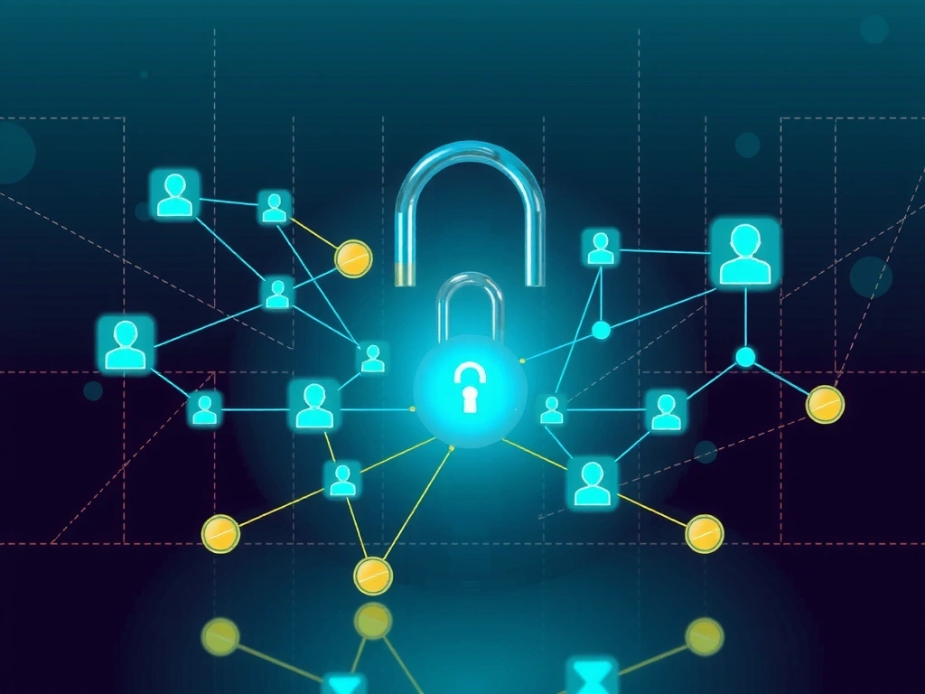 Ilustración de seguridad de datos con candado y personas interconectadas