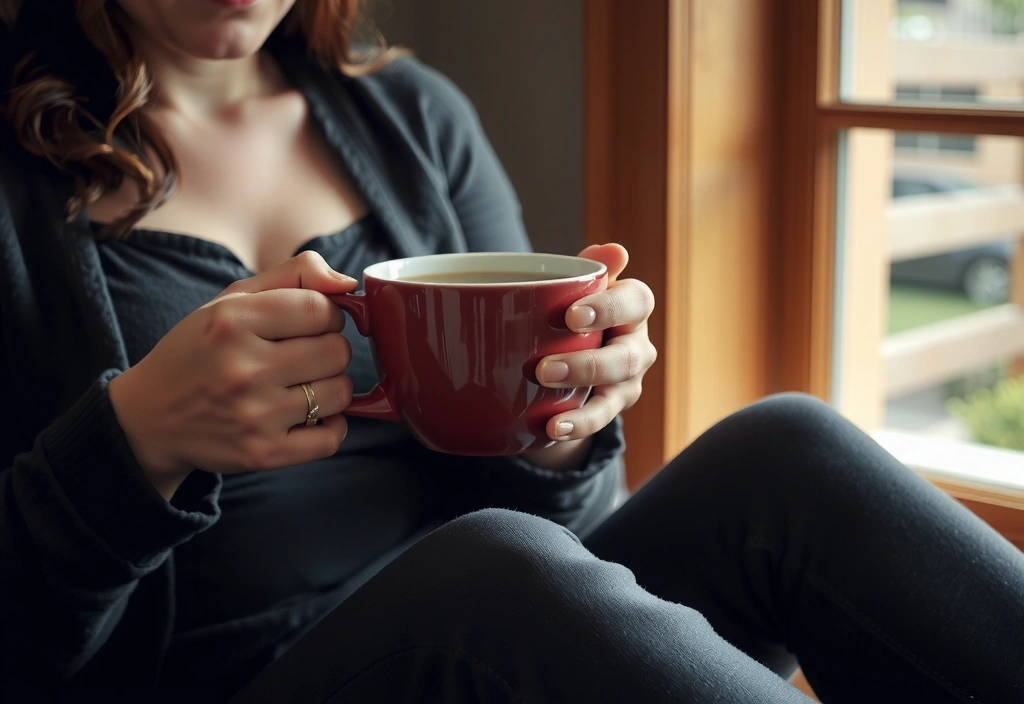 Mujer disfrutando de un té de hierbas relajante en un ambiente acogedor